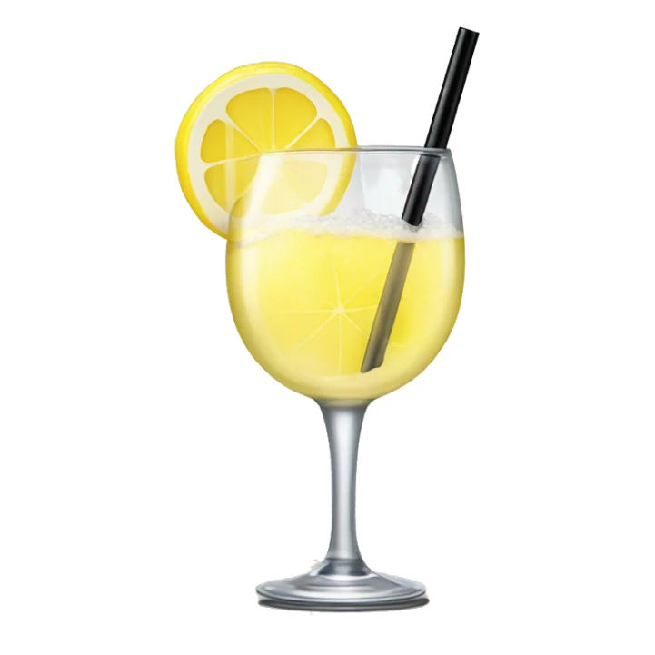 clear short glass with super light yellow bubbly liquid in it with a lemon garnish and salt around the rim with a little black straw sticker