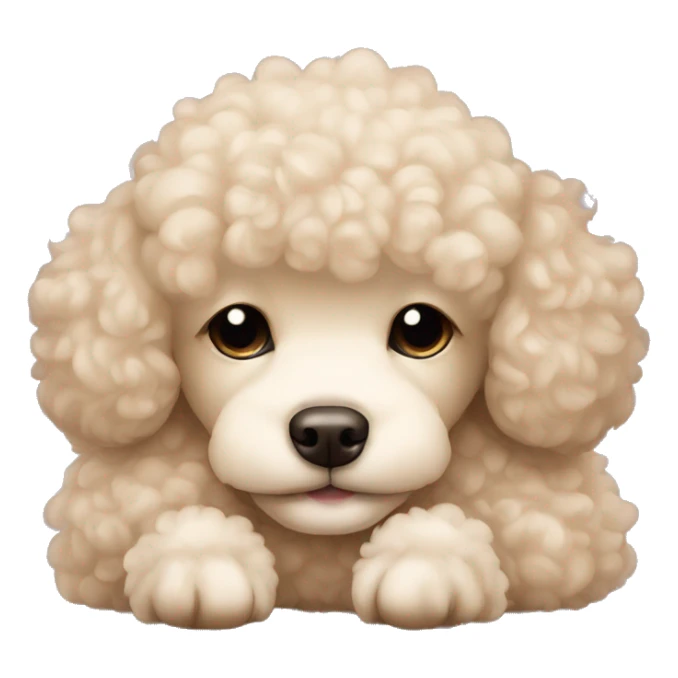cream mini poodle sleeping with long hair sticker