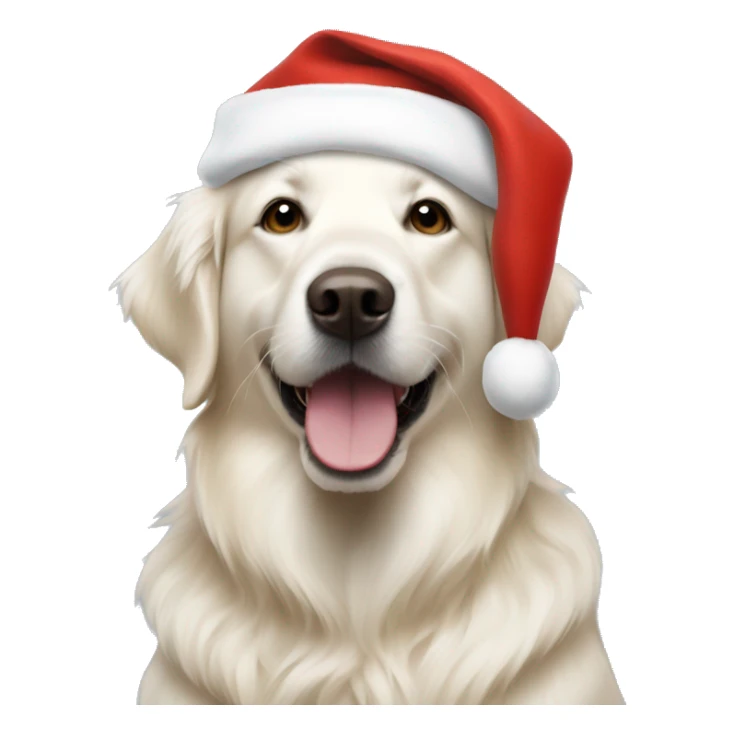 white golden retriever in a santa hat sticker