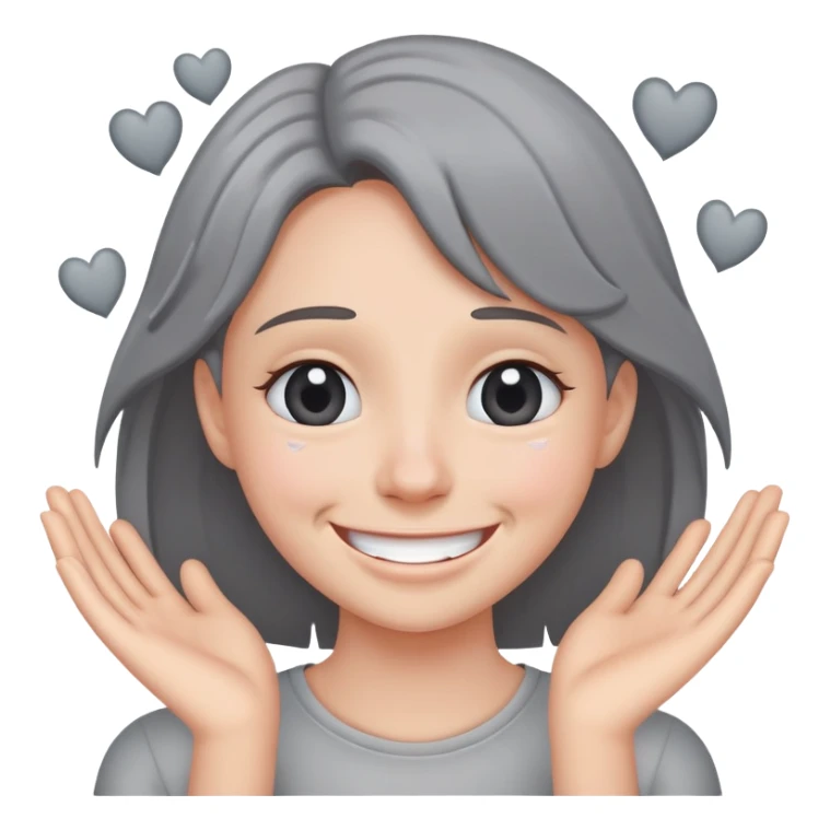 holding back etars with a big smile and grey hearts around it sticker