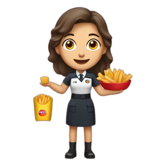 Mujer que vende papas fritas con uniforme rojo sticker
