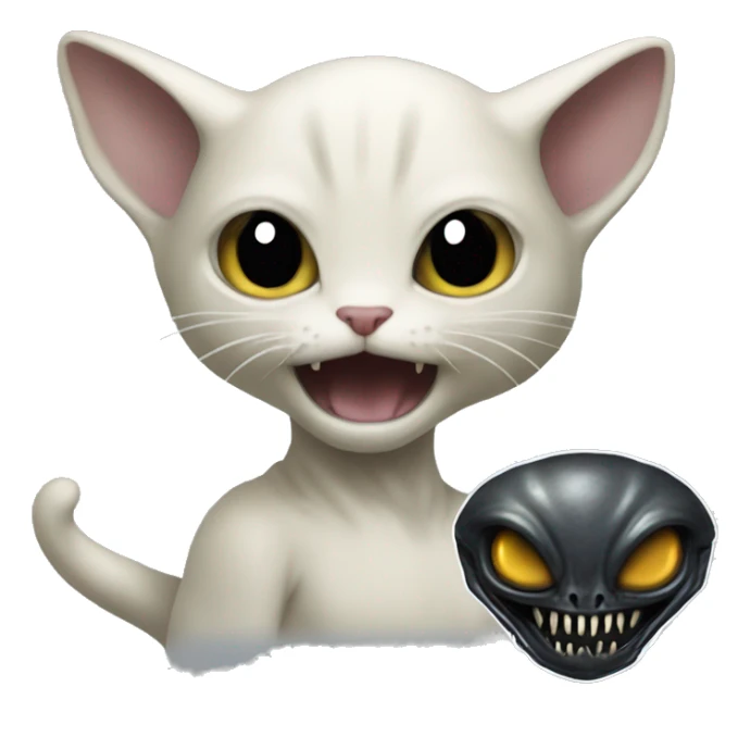 hybrid of cat and a xenomorph alien  sticker