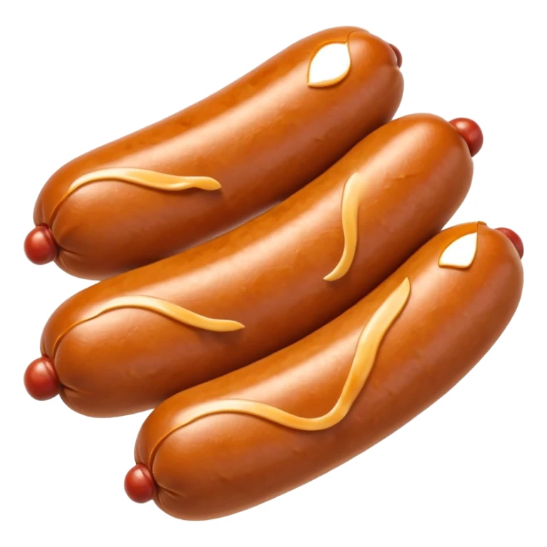 Three sausages linked together in the ends.
Apple emoji style sticker