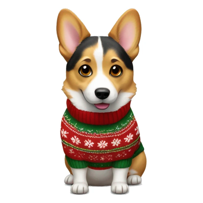 Corgi dog girl in a Christmas sweater sticker