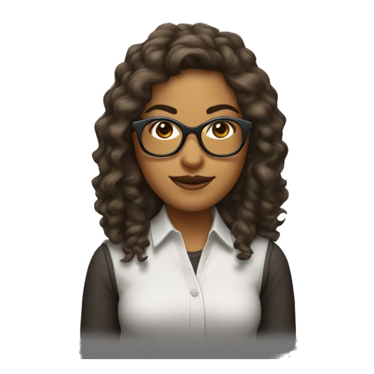 Mujer pelo lacio castaño oscuro con gafas ,pestañas voluminosas  sticker