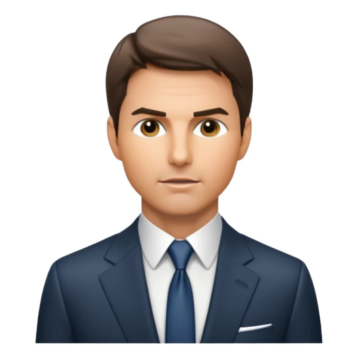 Illustrate Tom Cruise in a suit with sharp look & short hair. sticker