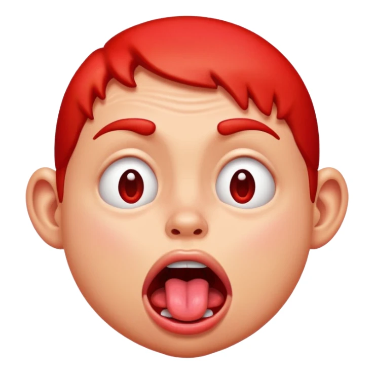 Red sweaty face begging with tongue out sticker