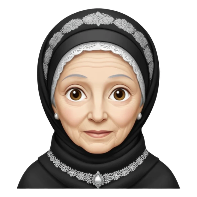 orthodox jewish woman with tichel kercheif circa. 1890 make into greyscale elderly sticker