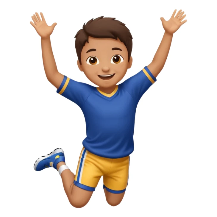 A small kid in an oversized jersey, jumping with excitement. sticker