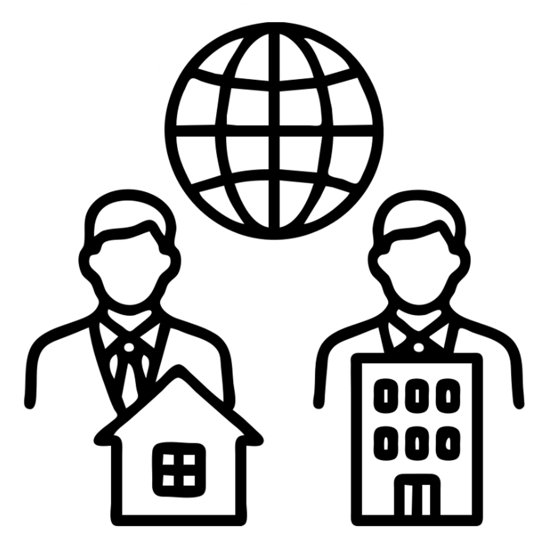 Ícono de real estate que refleje a nuestro cliente ideal: Empresarios y propietarios internacionales que necesitan vender, reinvertir o diversificar su portafolio en propiedades residenciales o comerciales en Miami, con absoluta confidencialidad y criterio. sticker