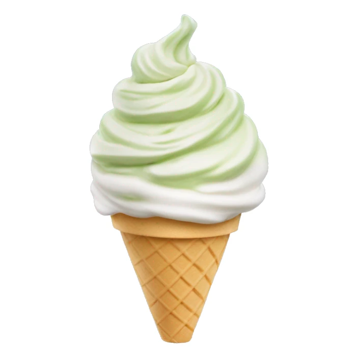 Vanilla matcha ice cream soft serve swirl in white ice cream cup sticker