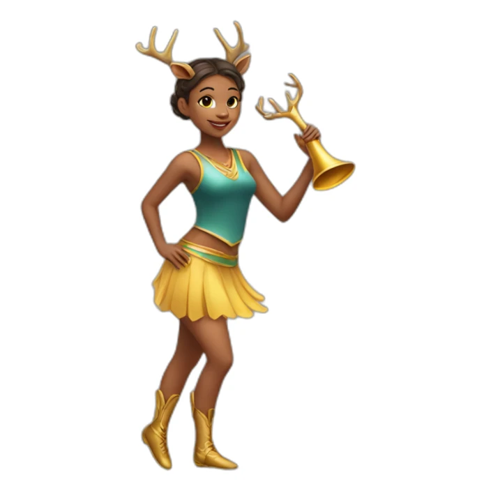 girl dancer with horn of deer sticker