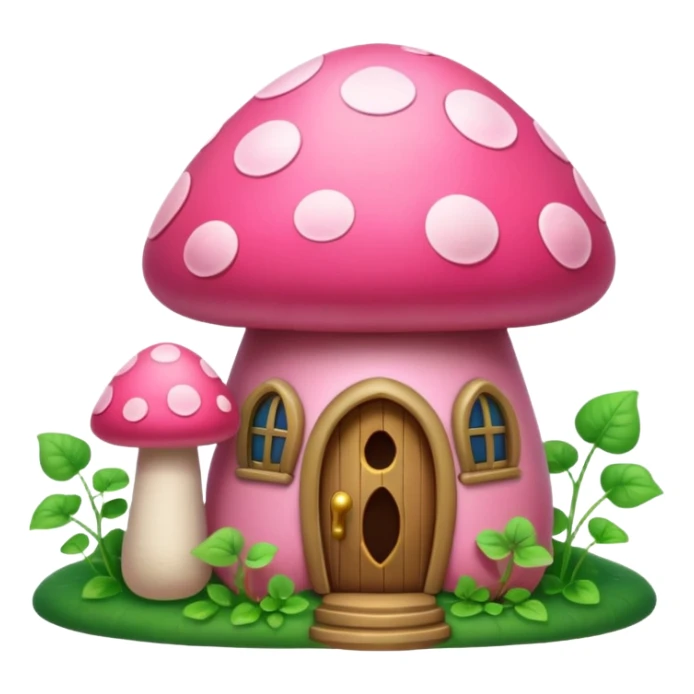 Pink little mushroom house covered in vines sticker
