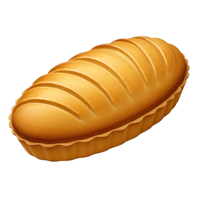 A madeleine pastry. Oval shaped. With scalloped single edge. sticker