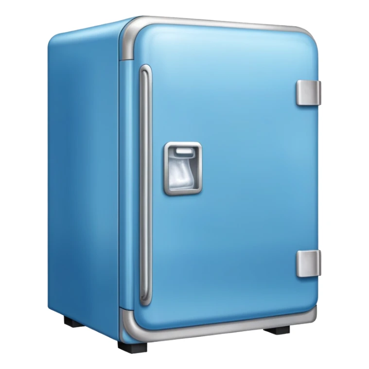 an old-style blue refrigerator with ice in it sticker