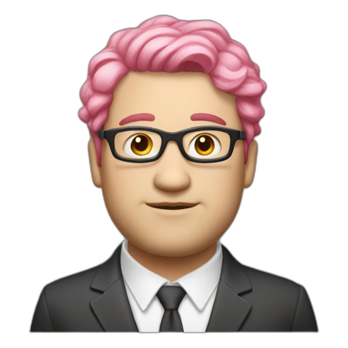 pinkhair-fat-middleage-man-whiteskin-redspectacle sticker
