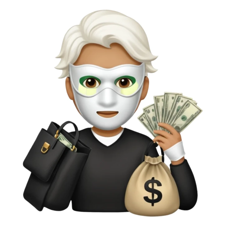 Ladron con una bolsa de dinero al lado suyo sticker