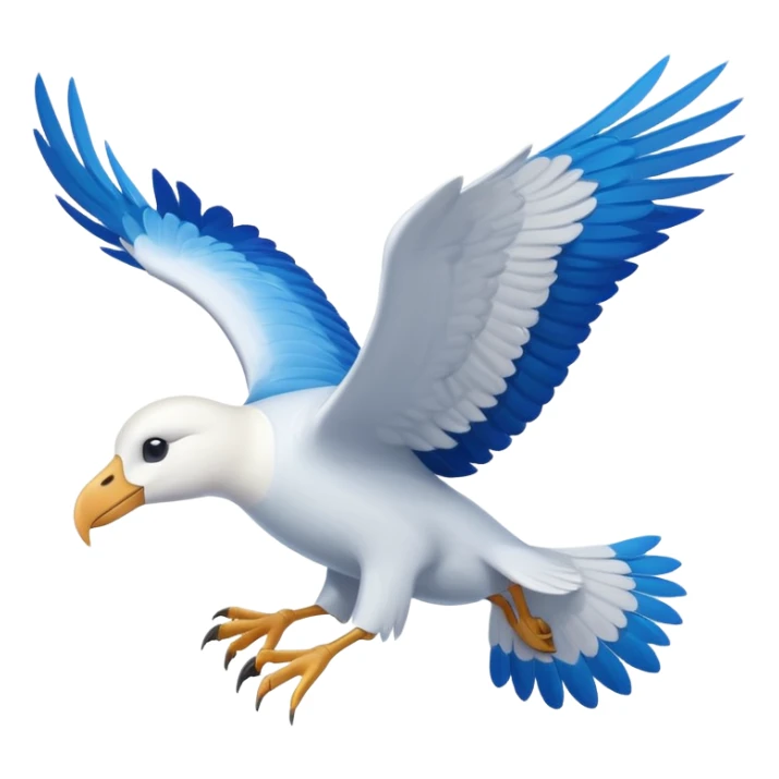 Albatross flying blue instead of black wings sticker