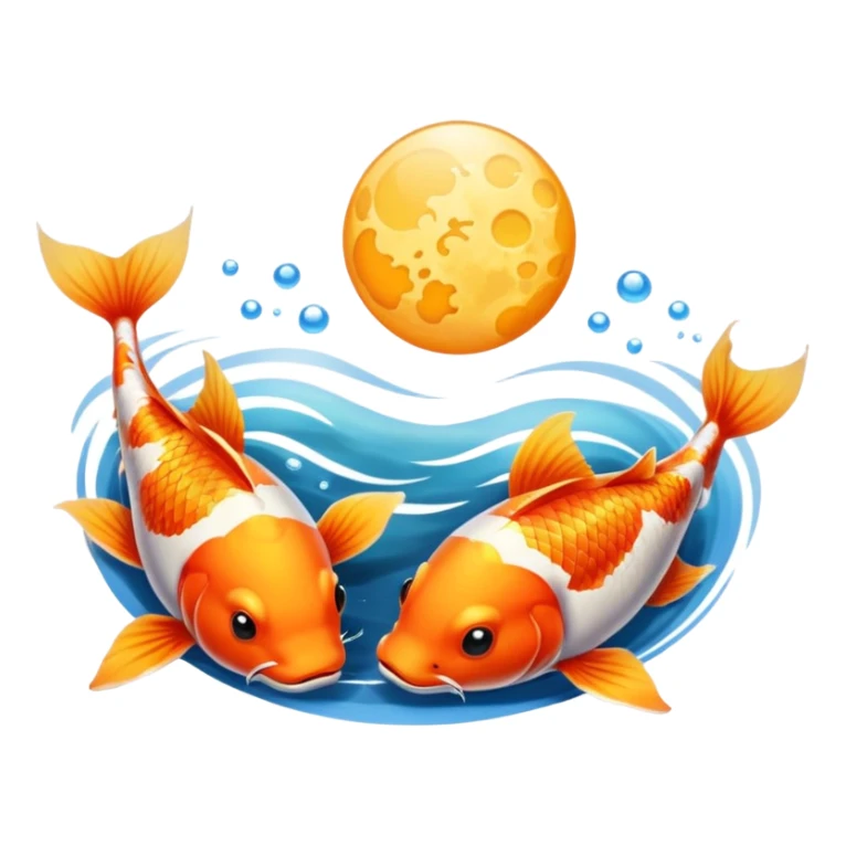 dos peces koi nadando alrededor del sol y la luna sticker