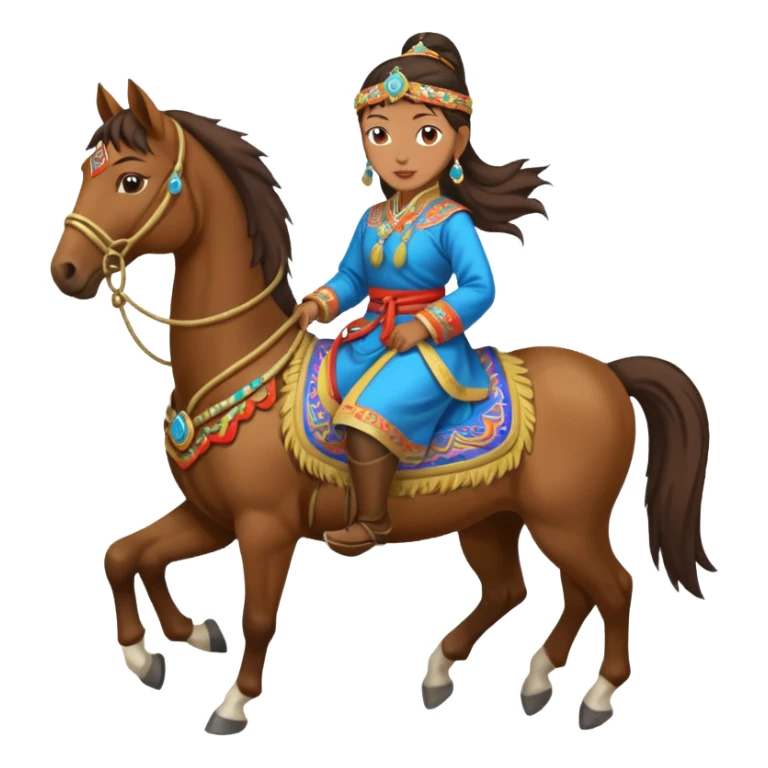 mongolian woman on horse full body sticker