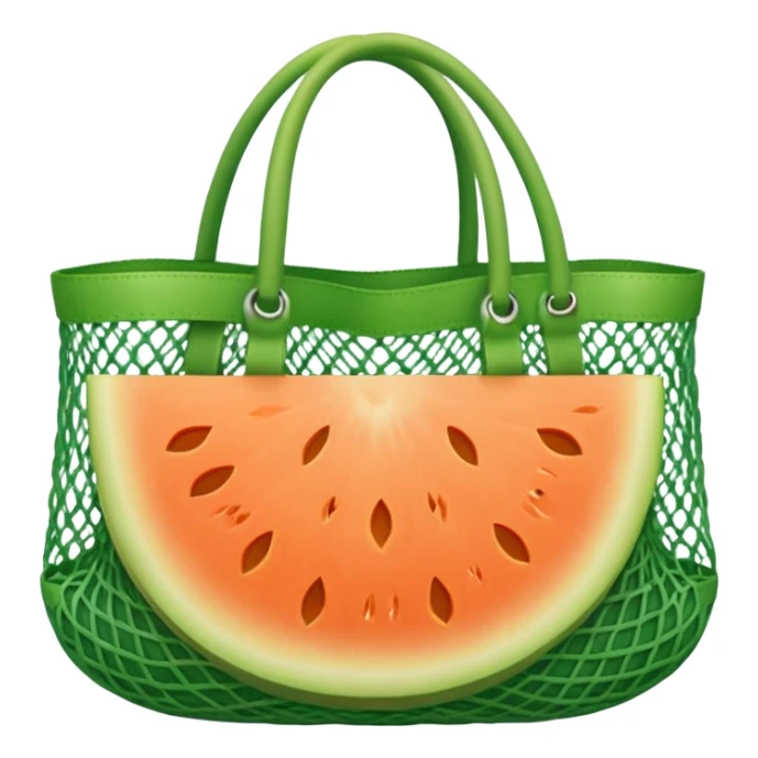 net bag,  mesh storage bag, tote bag, stored with melon it has two knited handles as bag itself sticker