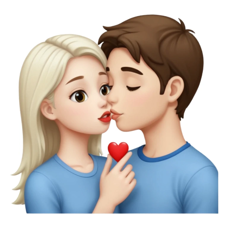 A Cute white skin  boy kissing a white skin girl  sticker