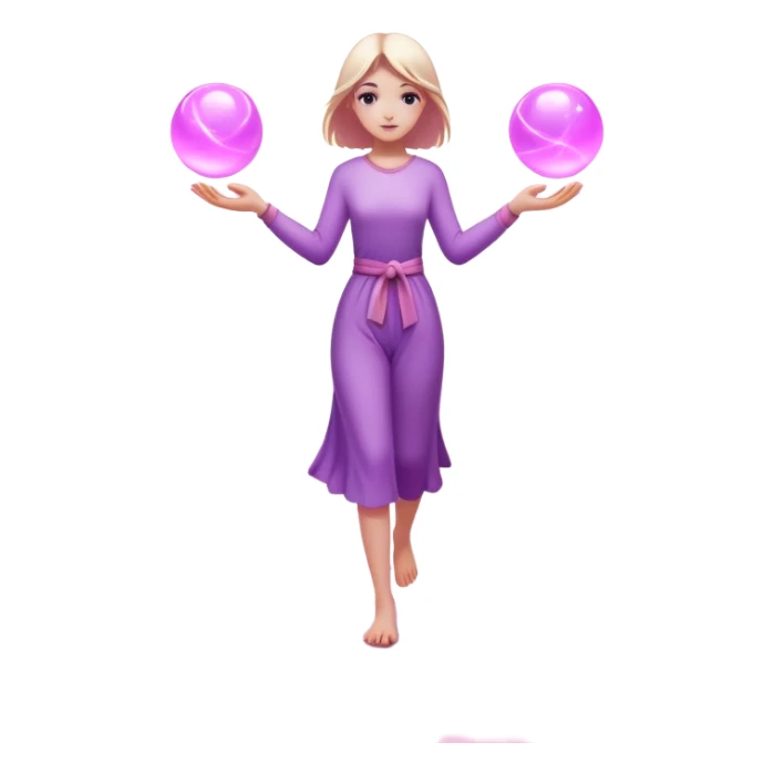 
A small figure walks across a glowing bridge, holding soft pink and purple orbs in each hand—symbolizing compassion and forgiveness. A gentle heart aura trails behind them, showing healing in motion. sticker