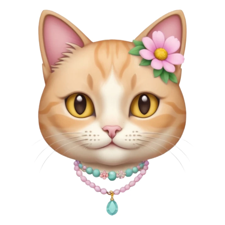 A cute cat with pastel flower necklace, posing proudly. sticker