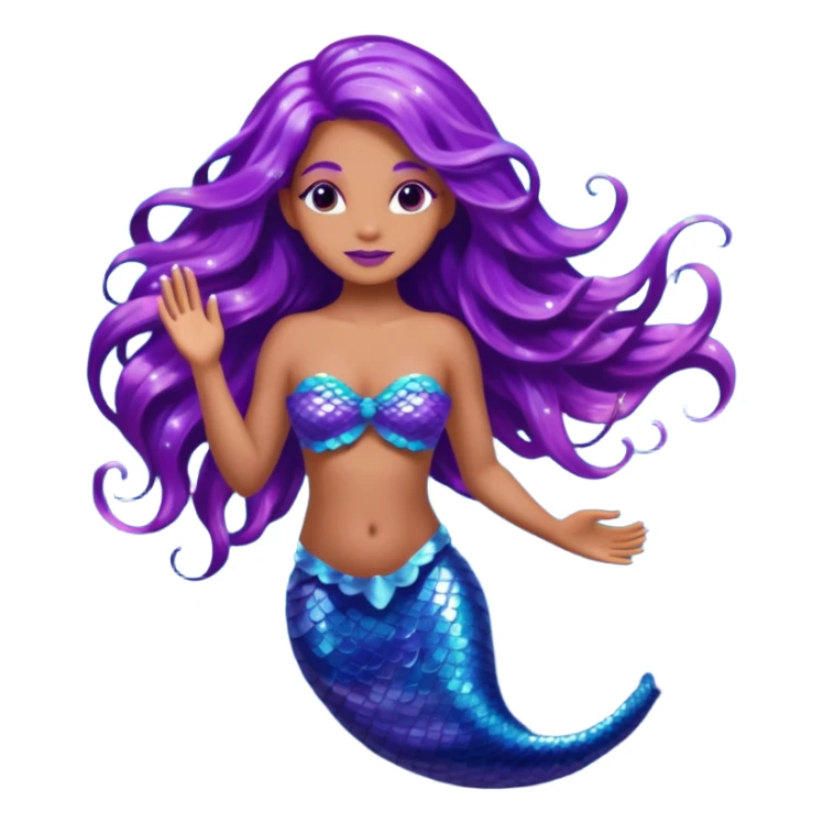 glitter purple mermiad sticker