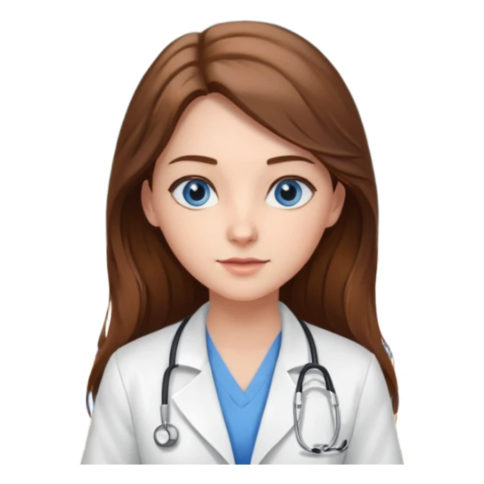 pretty female nursing student with long brown hair, blue eyes inside a classroom at university sticker