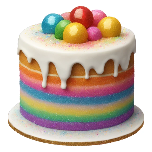 Realistic cake with colorful glitter sticker