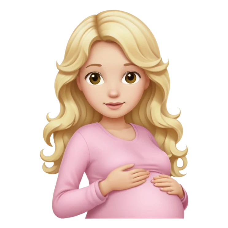 Blonde long wavy hair lady with light pink clothes pregnant sticker