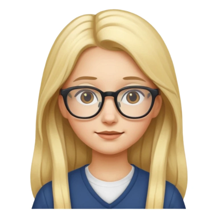Nerdy girl with glasses, long blond hair sticker