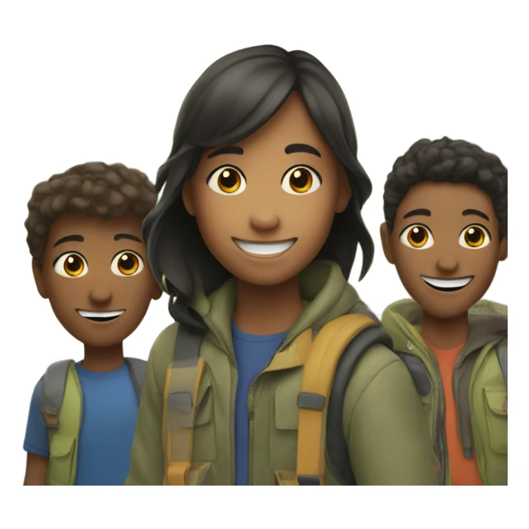 smiling girl with boys outdoors sticker