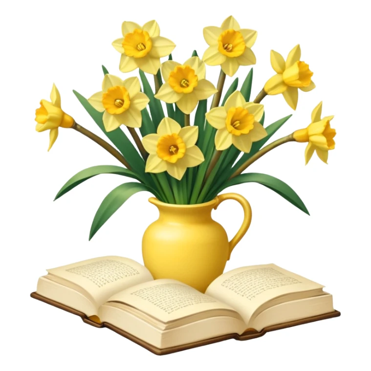 books + flowers narcissus  sticker