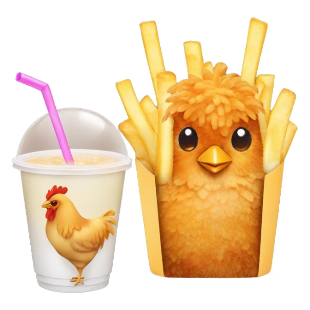 Chicken and fries with bubble tea sticker