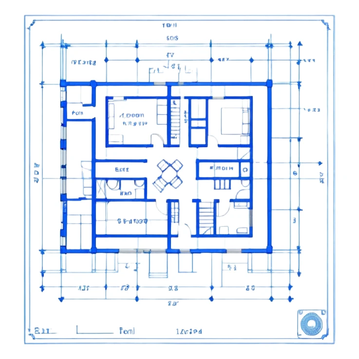 blueprint plan with architectural lines and symbols sticker