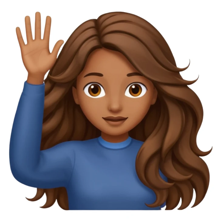 Brown girl with long hair waving sticker