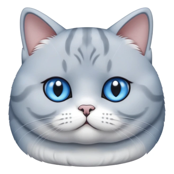 British shorthair blue and white cat with round face and plush fur sticker