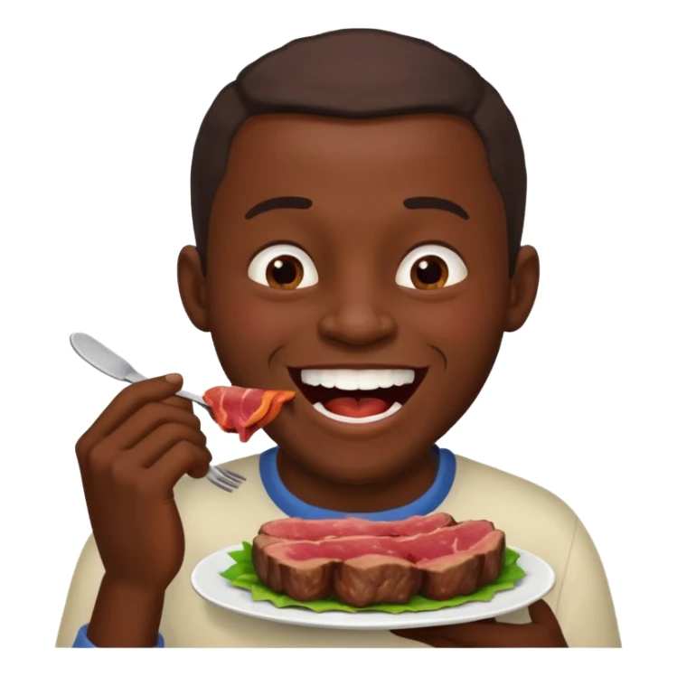 An African man eating meat and laughing  sticker