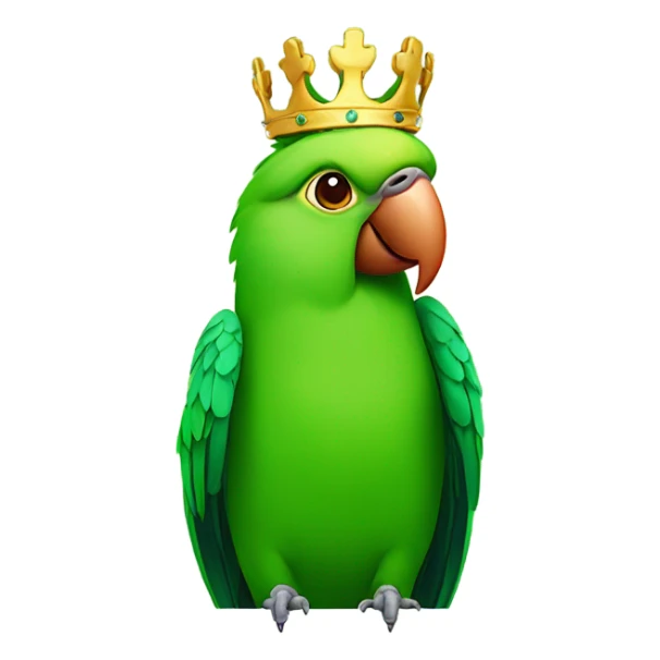 Green parrot with a crown on his head sticker