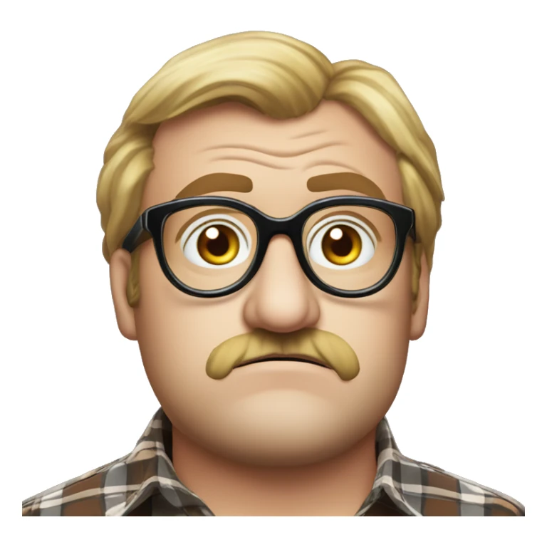 Bubbles (Trailer Park Boys):
A lovable, quirky character with thick, oversized glasses that magnify his wide, expressive eyes. Dressed in a well-worn plaid shirt, Bubbles has an innocent, curious gaze and a distinct pout sticker