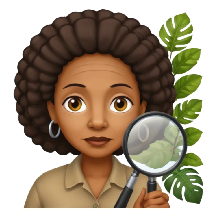 an old black woman with jungle and magnifying glass sticker