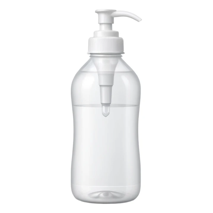 medium slim plastic bottle with curved body and pointed nozzle cap, clean color white or blue or red, no label, no stains, no extras, apple emoji style, soft lighting, subtle shadows, emoji scale sticker