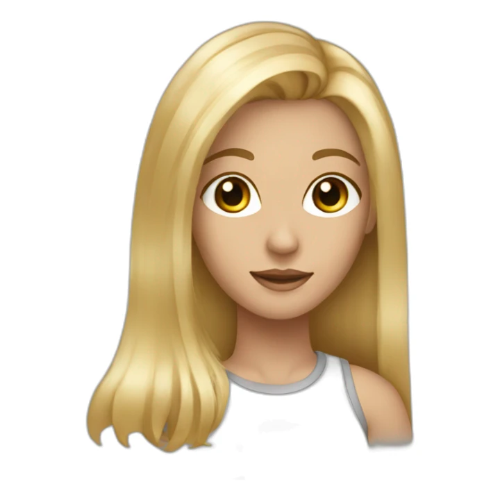 a blonde girl with highlights, long har, and a square head shape sticker