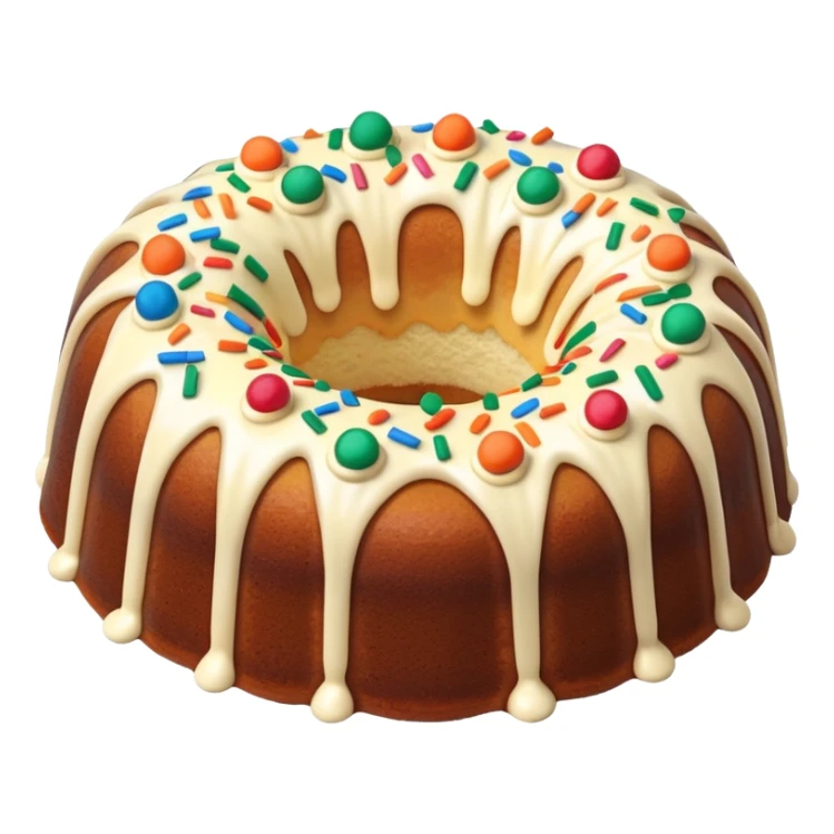 Zero frosting Bundt cake with colorful sprinkles inside of the cake sticker