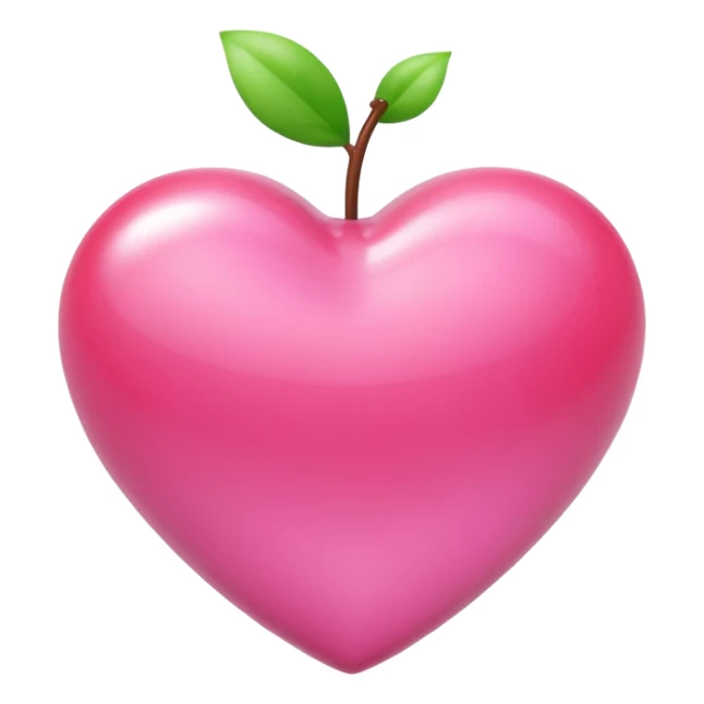Apple-style 3D emoji of a shiny pimk  heart, smooth and glossy surface, simple and elegant design, no background. sticker