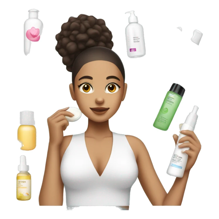 lightskin girl doing her skincare with skincare products  sticker