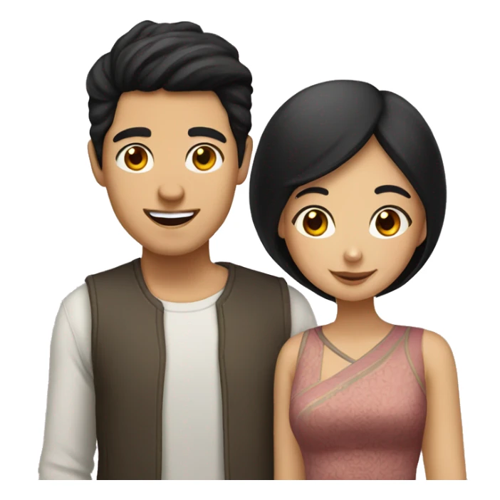 Asian guy with black hair and middle eastern girl couple  sticker