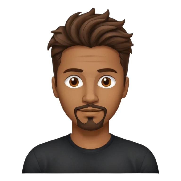 columbian tech man with brown hair, twisted hairstyle, goatee, brown eyes. And black shirt. sticker